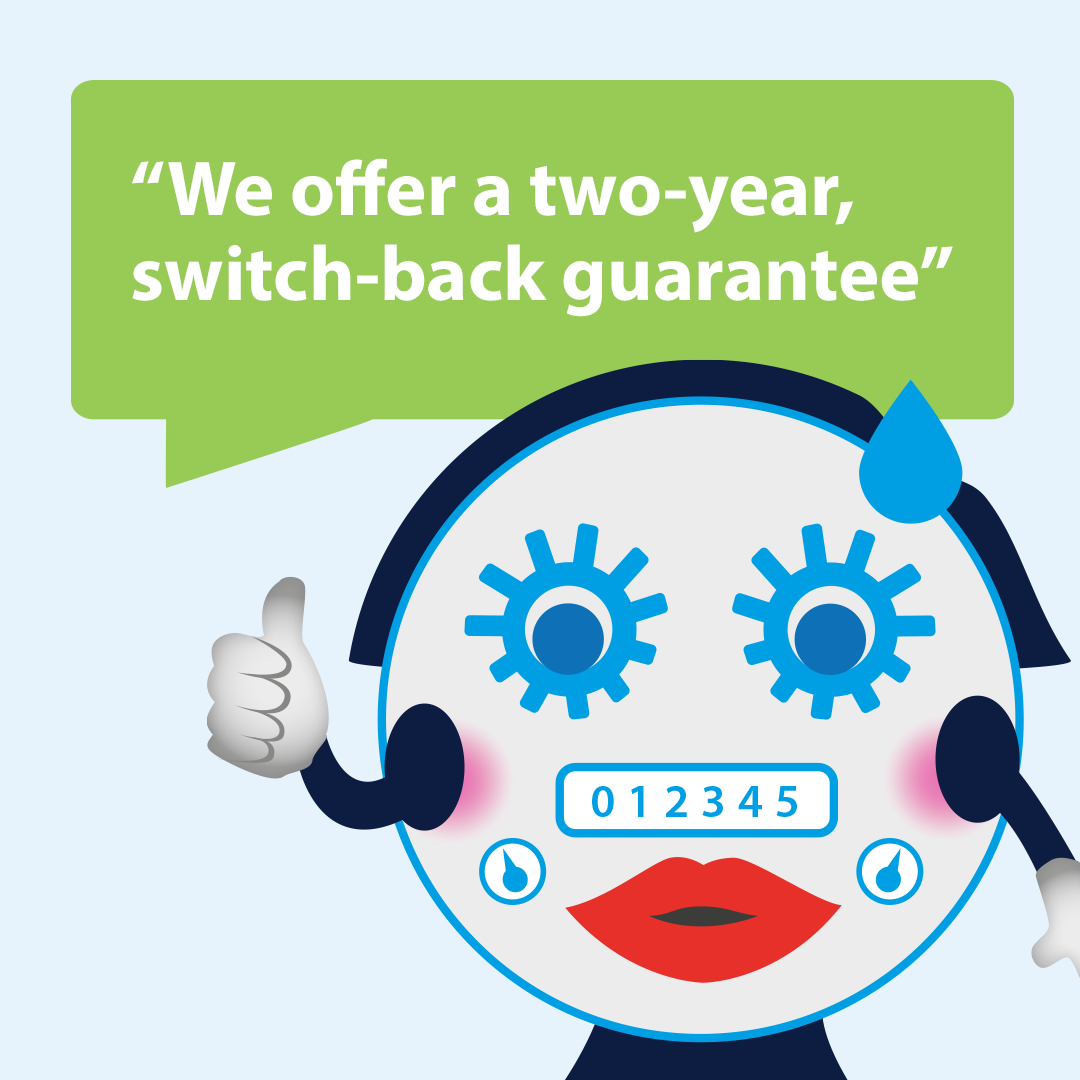 Graphic stating " we offer a two-year, switch-back guarantee"