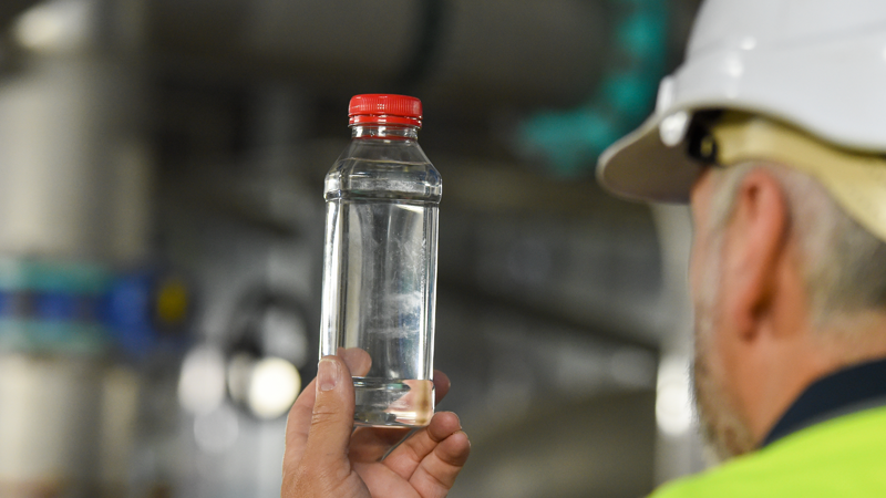 A Cambridge Water employee checking water quality