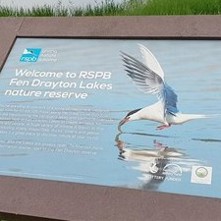 Welcome board to Fen Drayton Lakes nature reserve