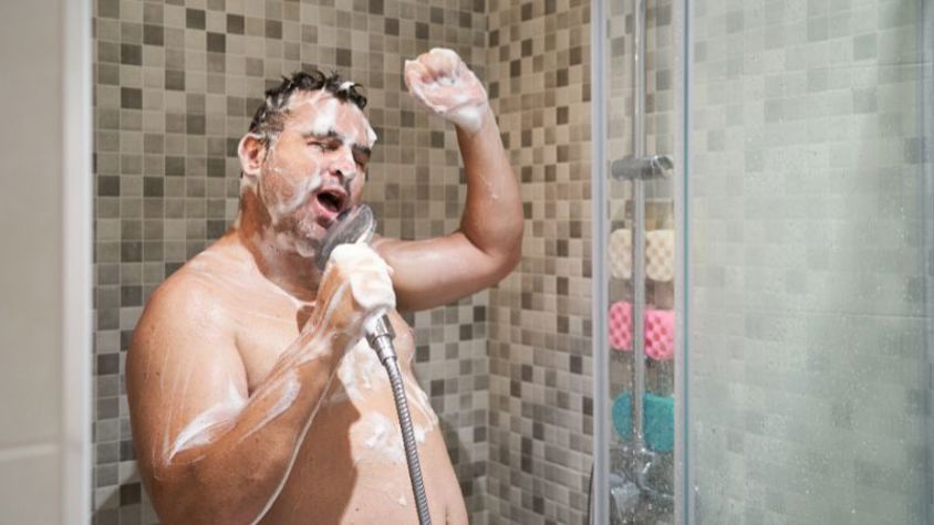 Man singing in shower